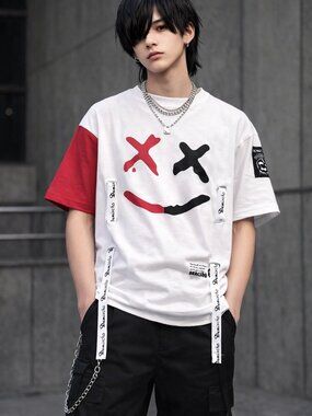 Demischo Streetwear Graphic T-Shirt | Mens XS | White Red Black Hardware